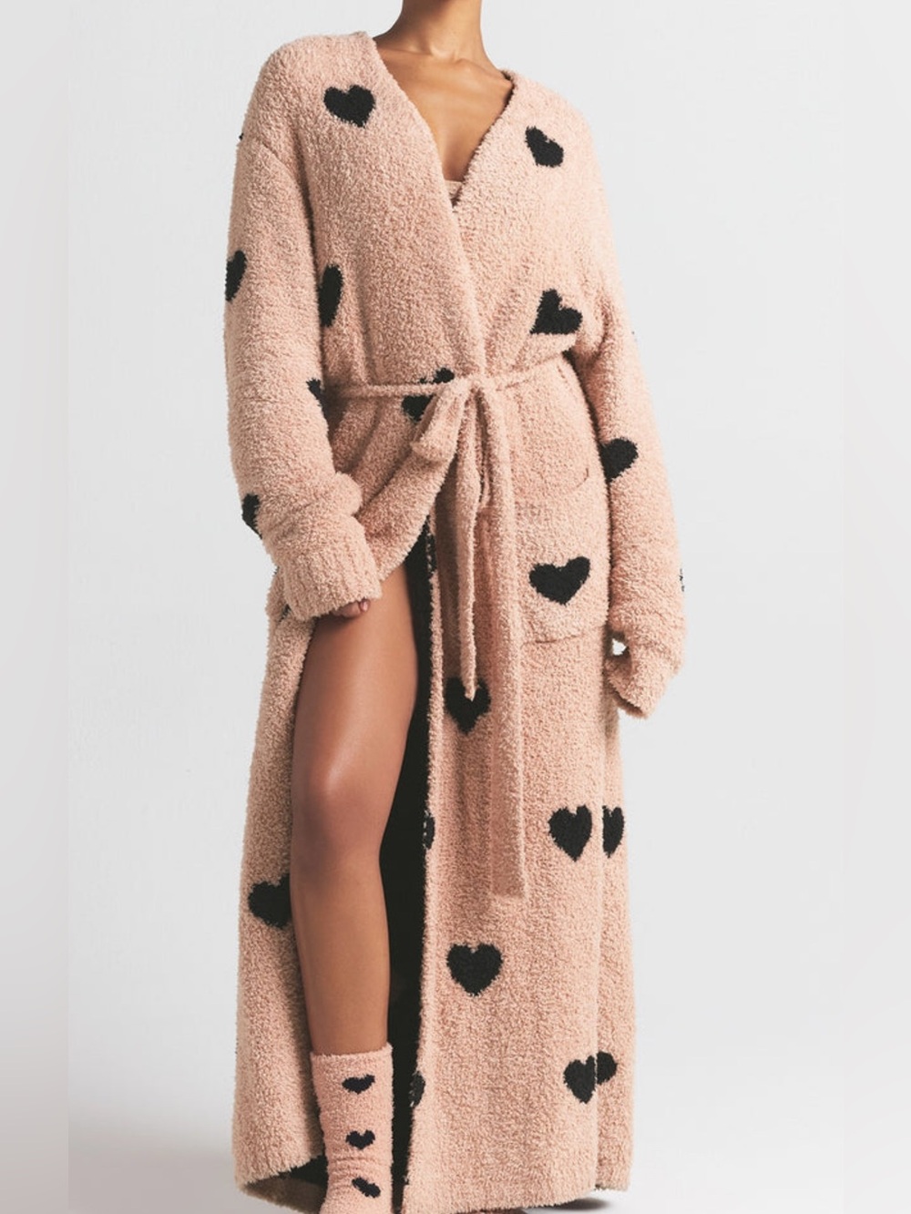 SKIMS Cozy Knit Robe Mica Spaced Hearts